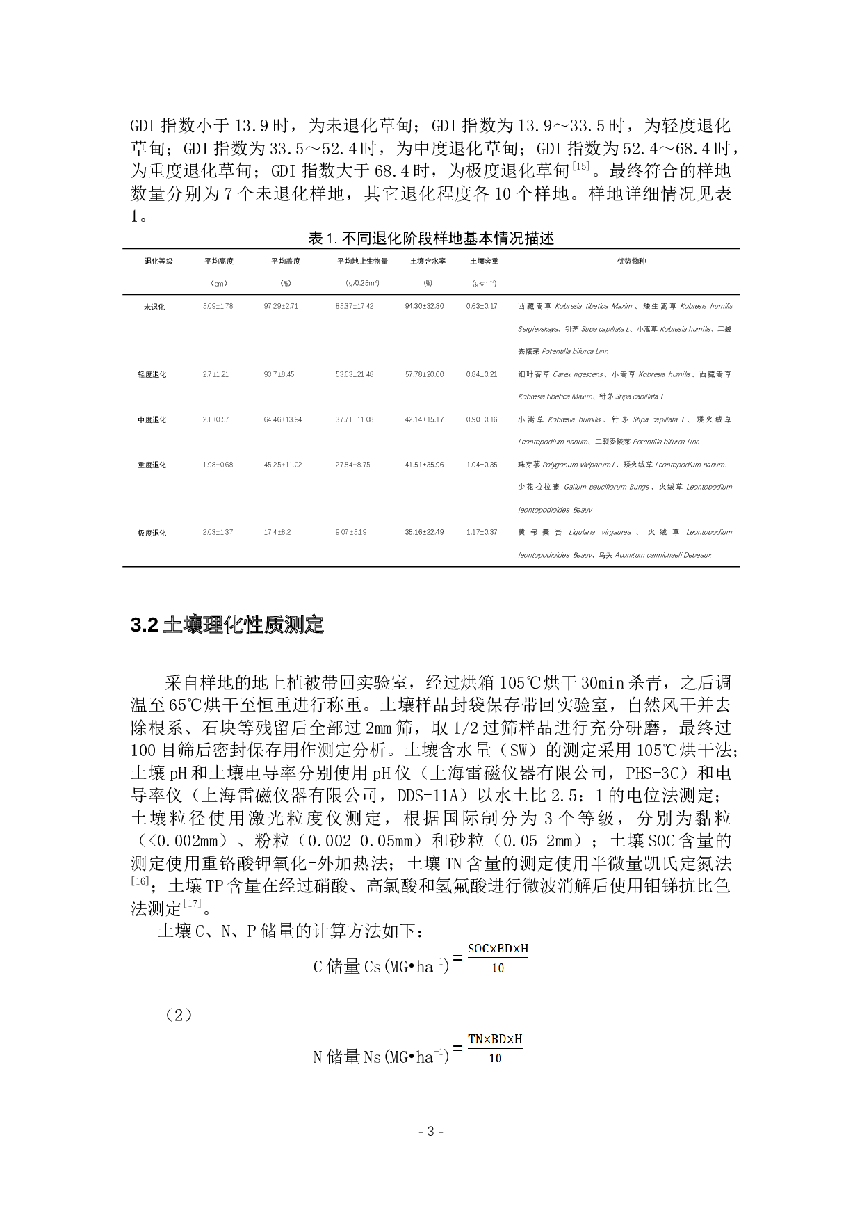 青藏高原草甸退化土壤C、N、P生态化学计量变化特征及驱动因素分析-10003字.docx 第6页