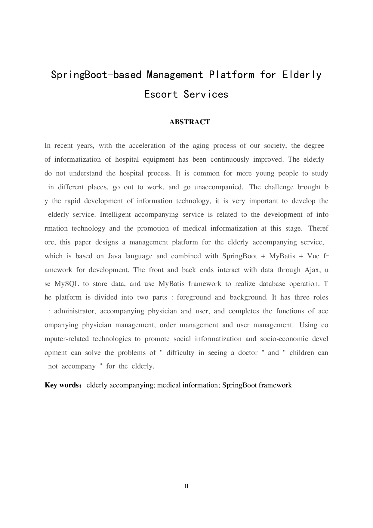 基于 SpringBoot 的老年人陪诊服务管理平台-15686字.pdf 第2页