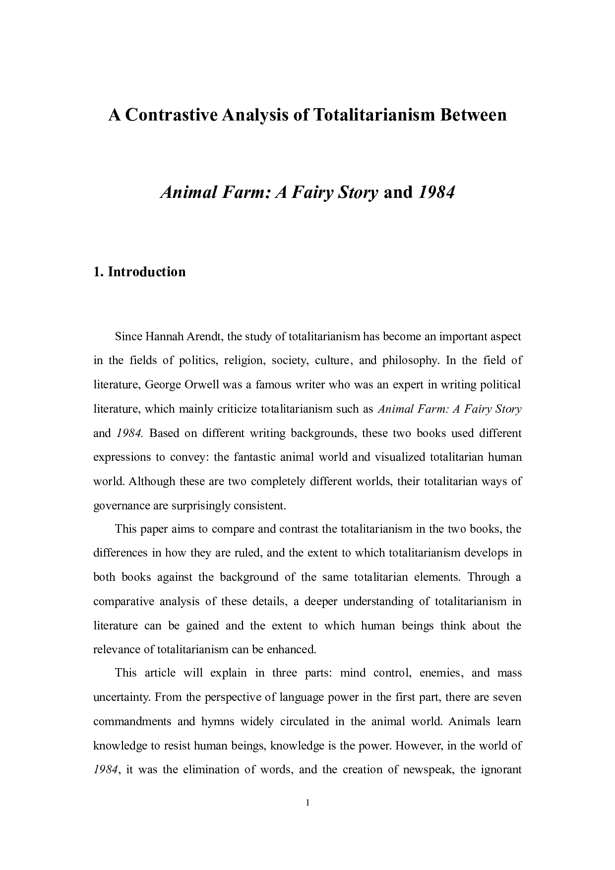 《动物庄园童话故事》和《1984》中极权主义的对比分析-4819字.docx 第2页