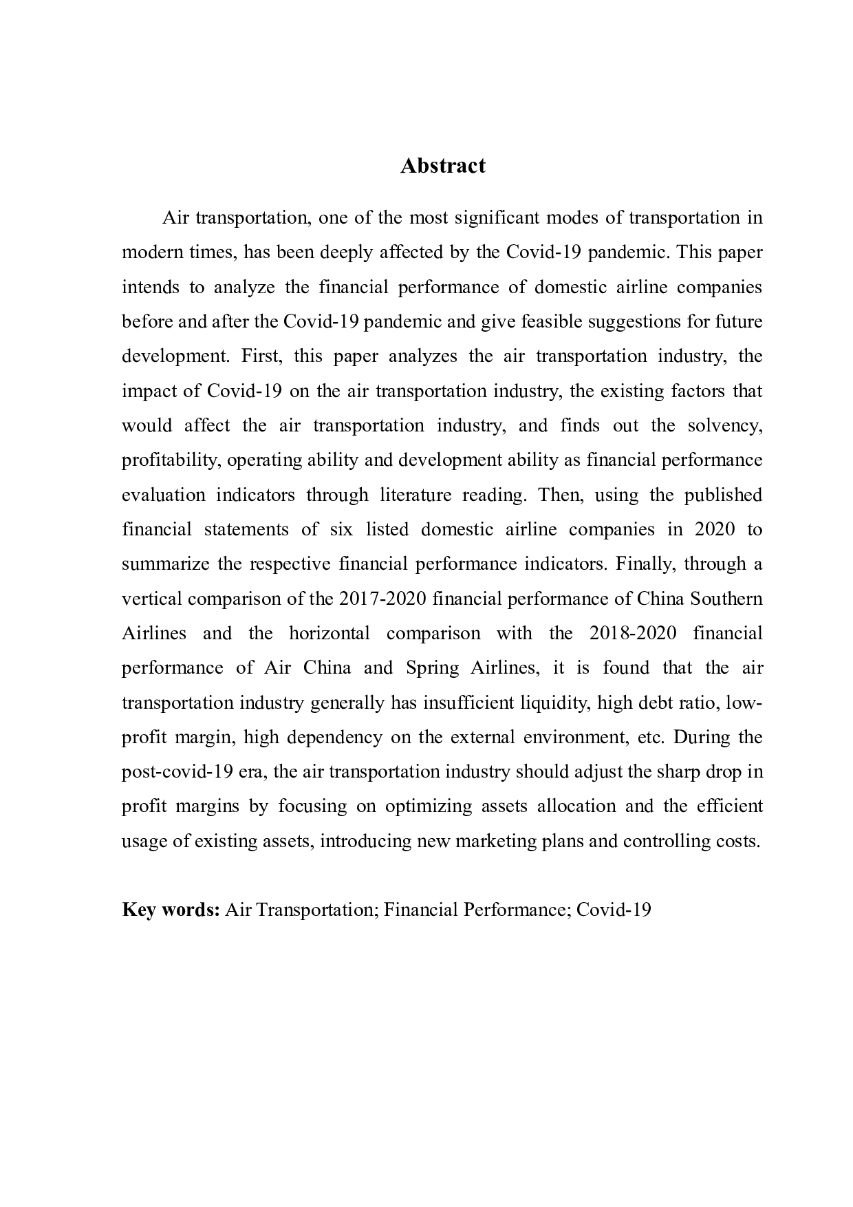 新冠疫情对航空运输业财务绩效的影响&mdash;&mdash;以中国南方航空集团为例-14888字.docx 第2页