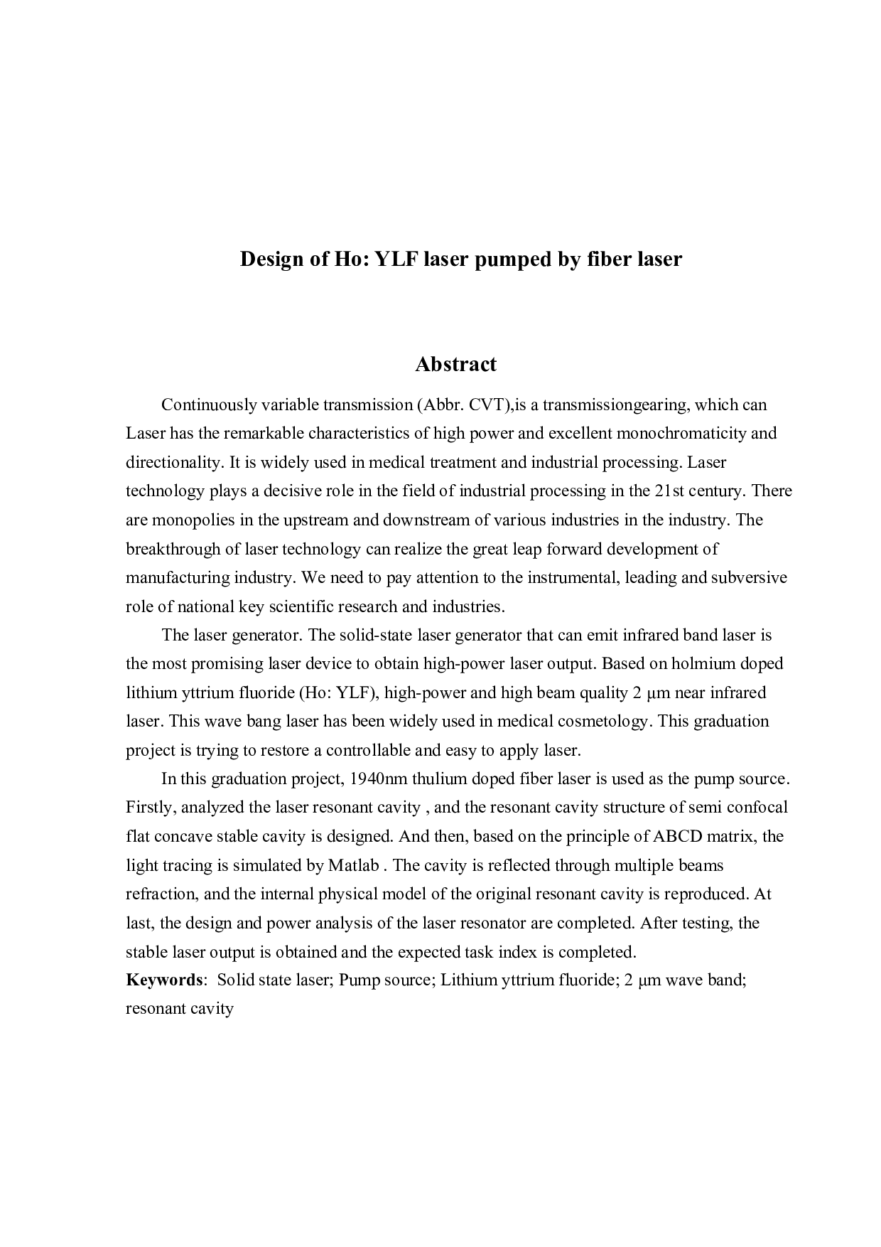 光纤激光器泵浦HoYLF激光器的设计-10775字.docx 第2页