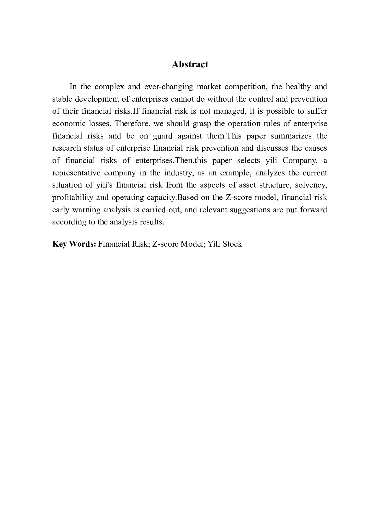 企业财务风险防范研究&mdash;&mdash;以伊利股份公司为例-11181字.docx 第2页