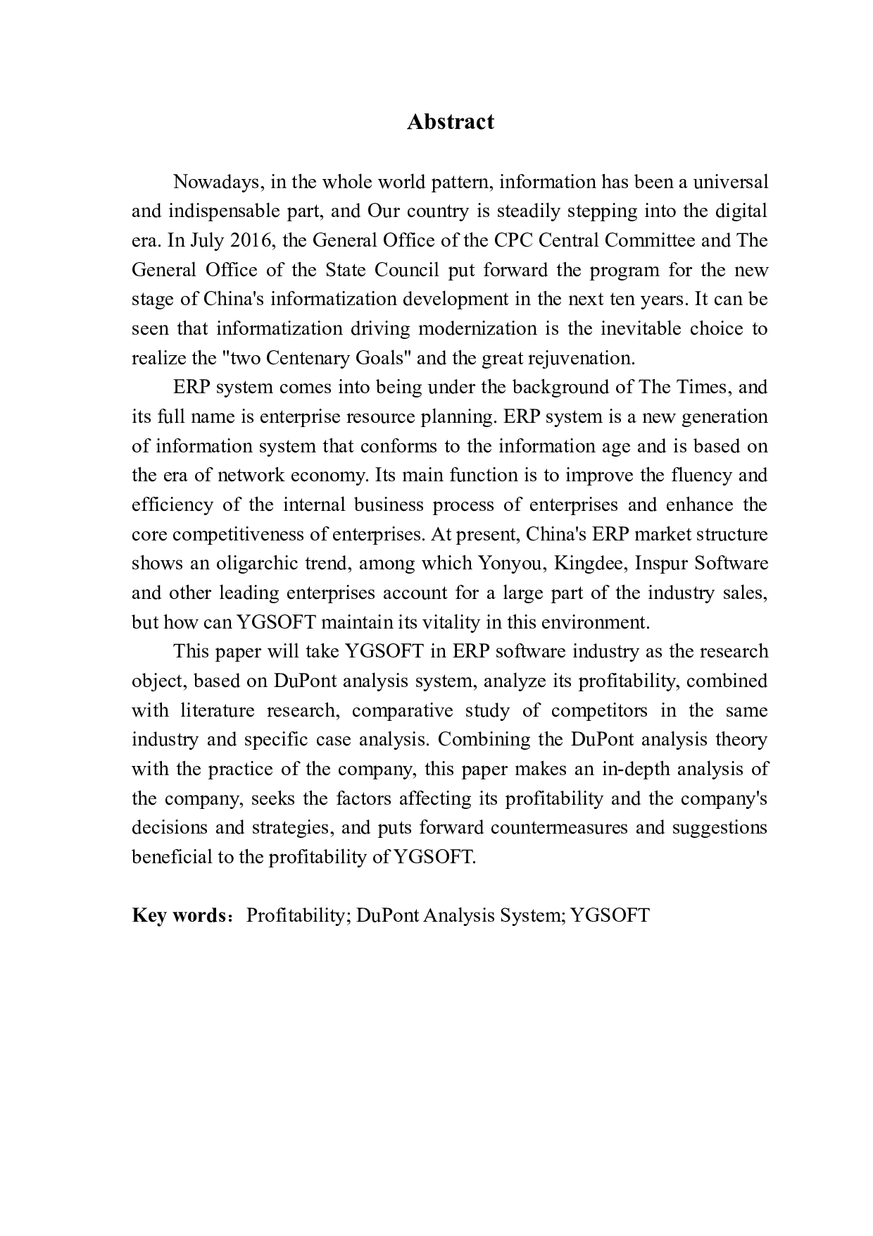 基于杜邦分析体系的公司盈利能力研究&mdash;&mdash;以远光软件为例-22152字.docx 第1页