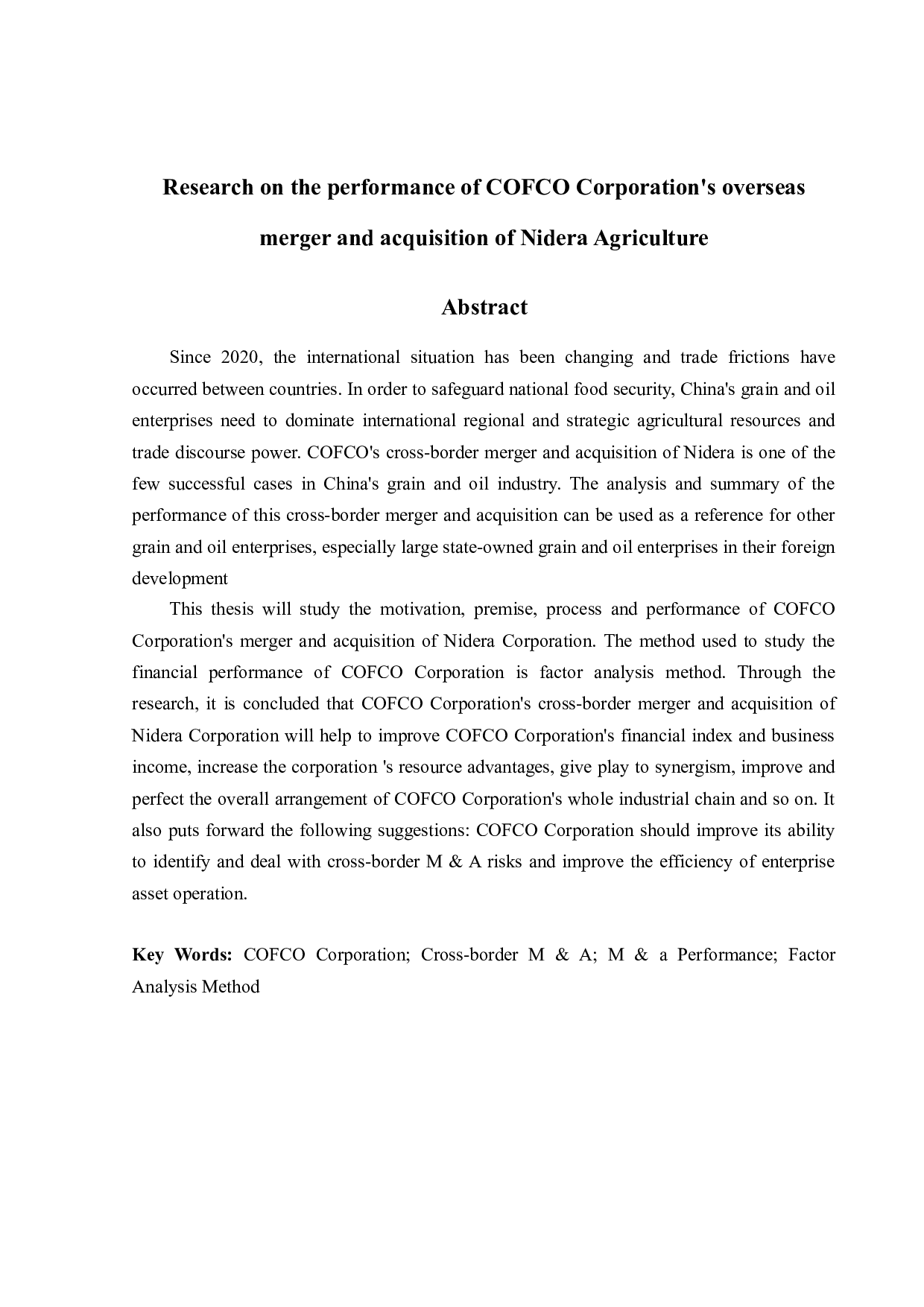 中粮集团海外并购尼德拉农业的绩效研究-13235字.docx 第2页