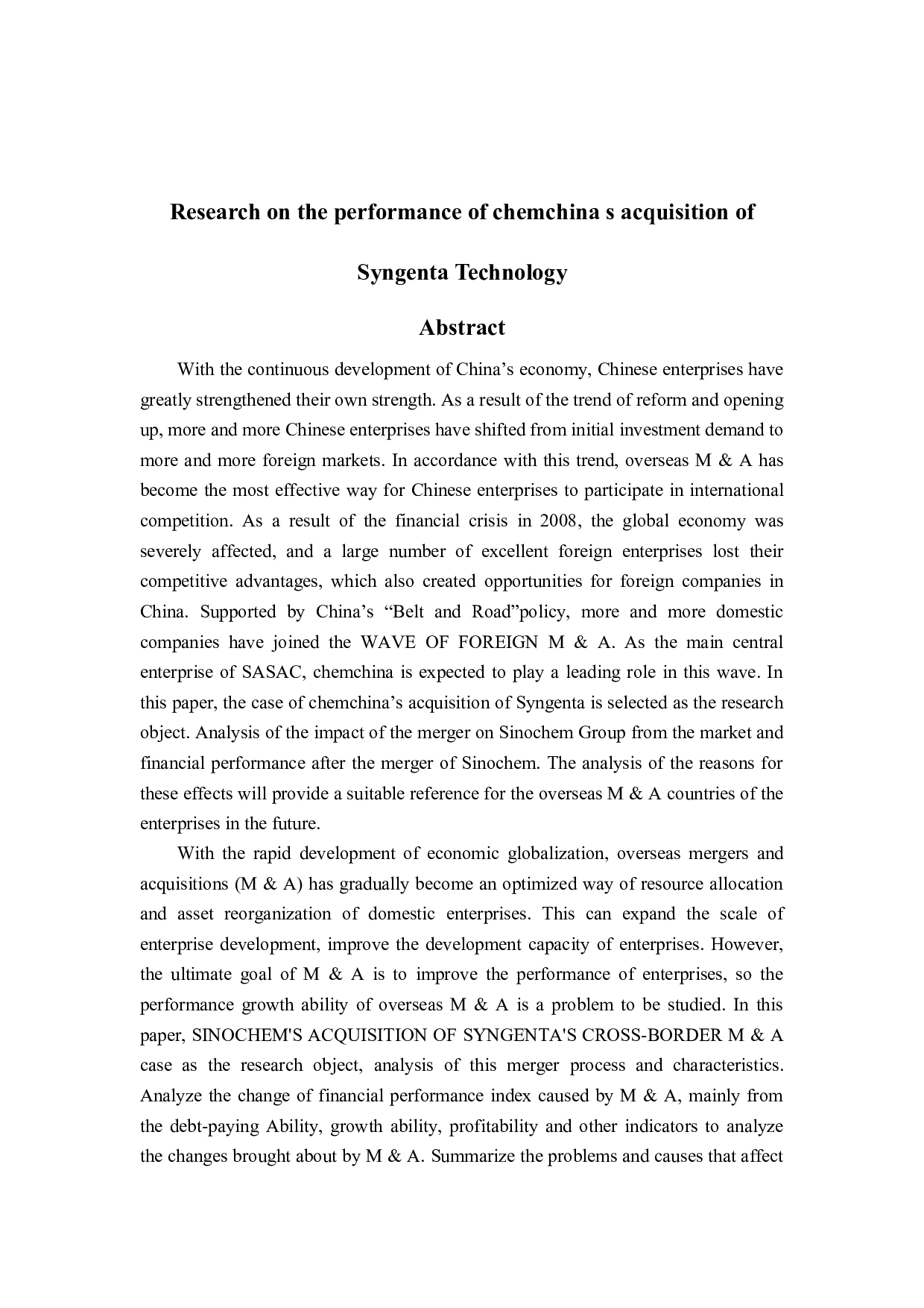 中国化工集团并购先正达科技的绩效研究-14671字.docx 第3页