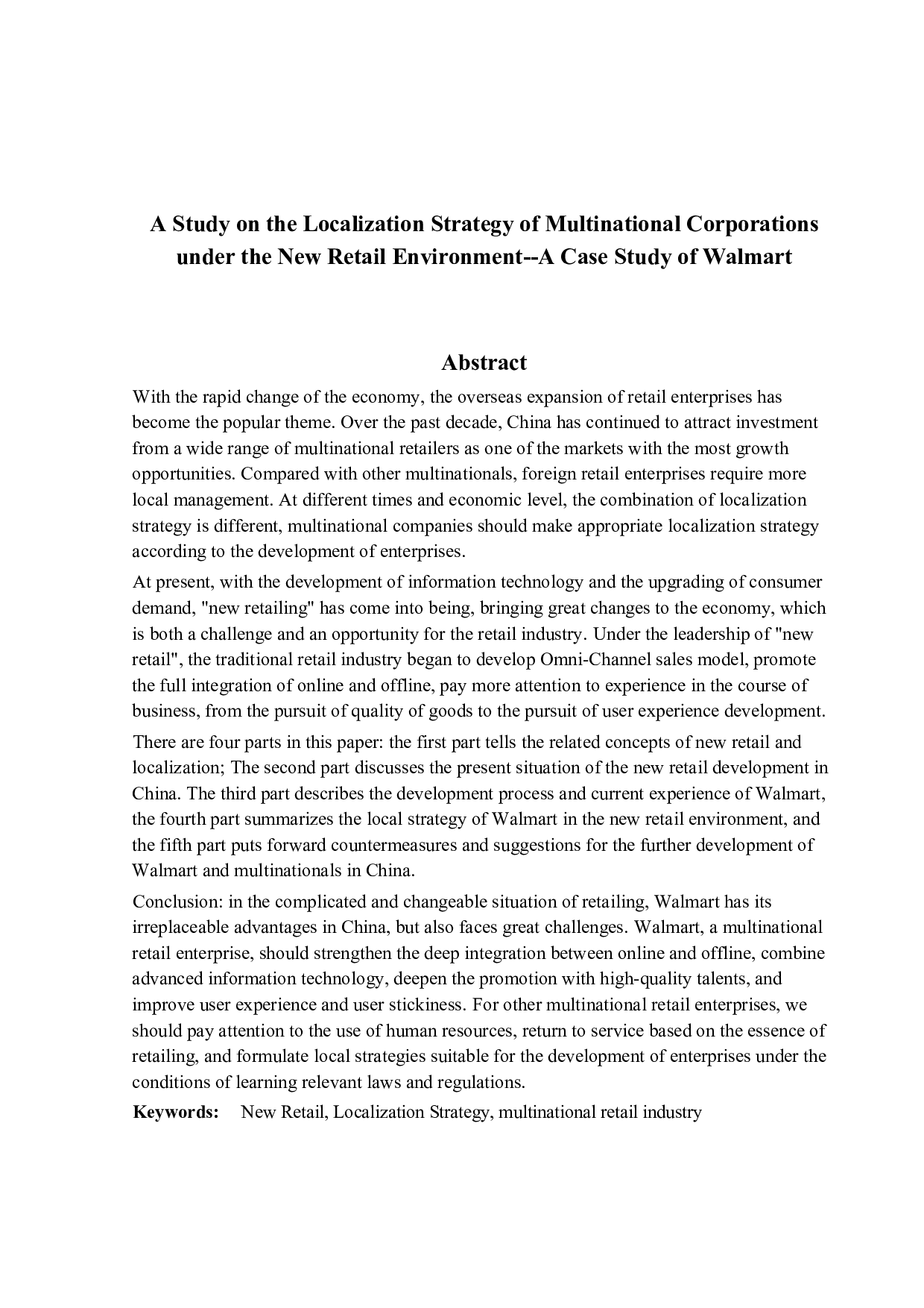 新零售下跨国公司本土化策略研究&mdash;-以沃尔玛为例-16354字.docx 第2页