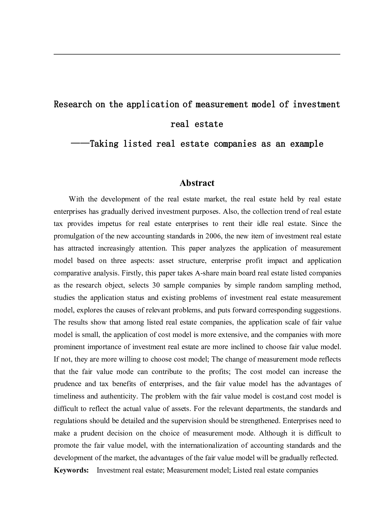 投资性房地产计量模式应用研究&mdash;&mdash;以房地产上市公司为例-23514字.pdf 第2页