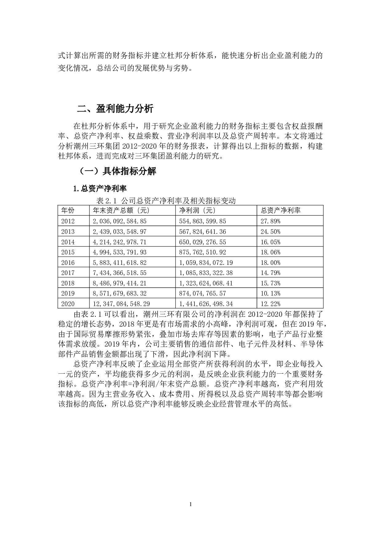 基于杜邦分析体系的盈利能力分析&mdash;&mdash;以潮州三环集团为例-11116字.docx 第7页