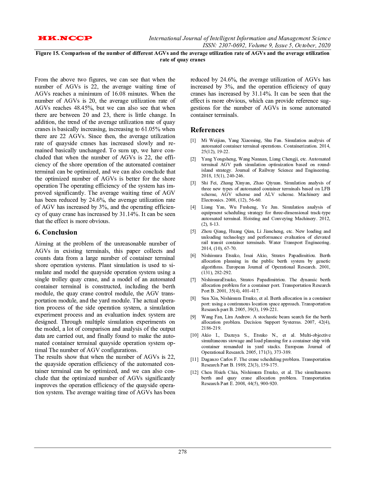 AnalysisofInfluenceofAGVQuantityConfigurationbasedonPlantSimulationonDockside Operation Efficiency-3826字.docx 第9页