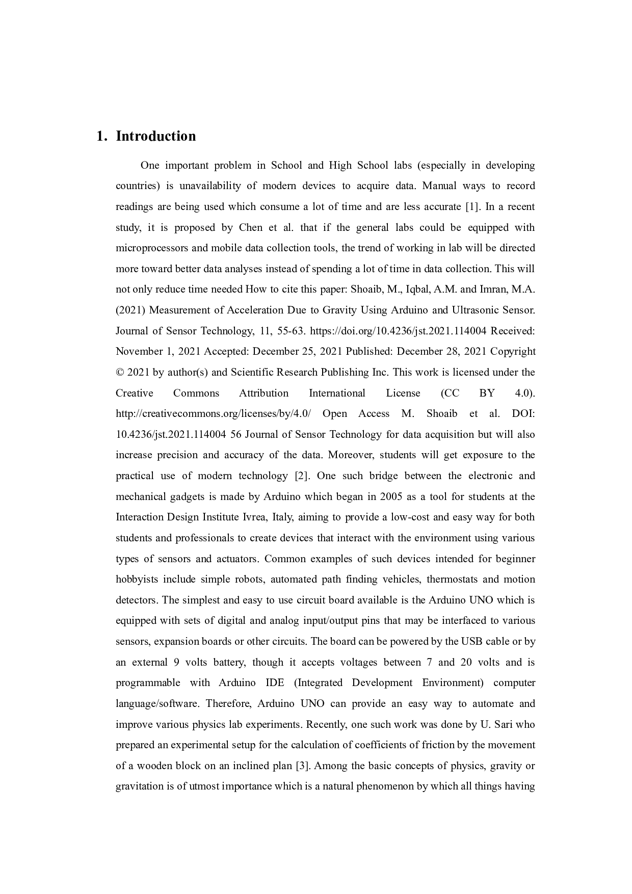 利用Arduino和超声波传感器测量重力加速度-6607字.docx 第1页