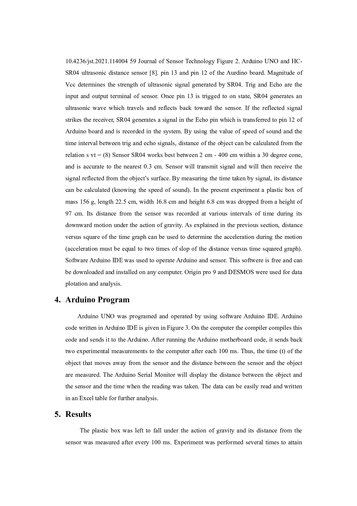 利用Arduino和超声波传感器测量重力加速度-6607字.docx 第4页