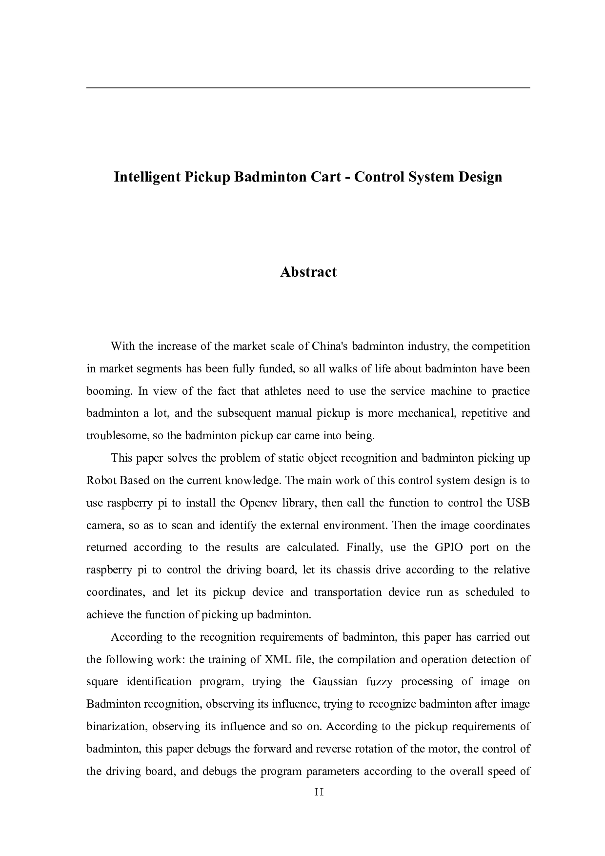 智能拾取羽毛球小车&mdash;&mdash;控制系统设计-12096字.pdf 第2页