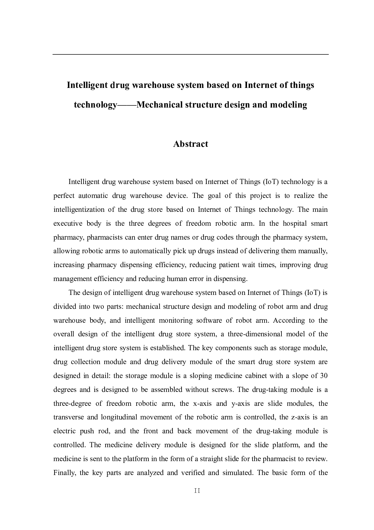 基于物联网技术的智能药库系统&mdash;&mdash;机械结构设计与建模-19384字.pdf 第2页