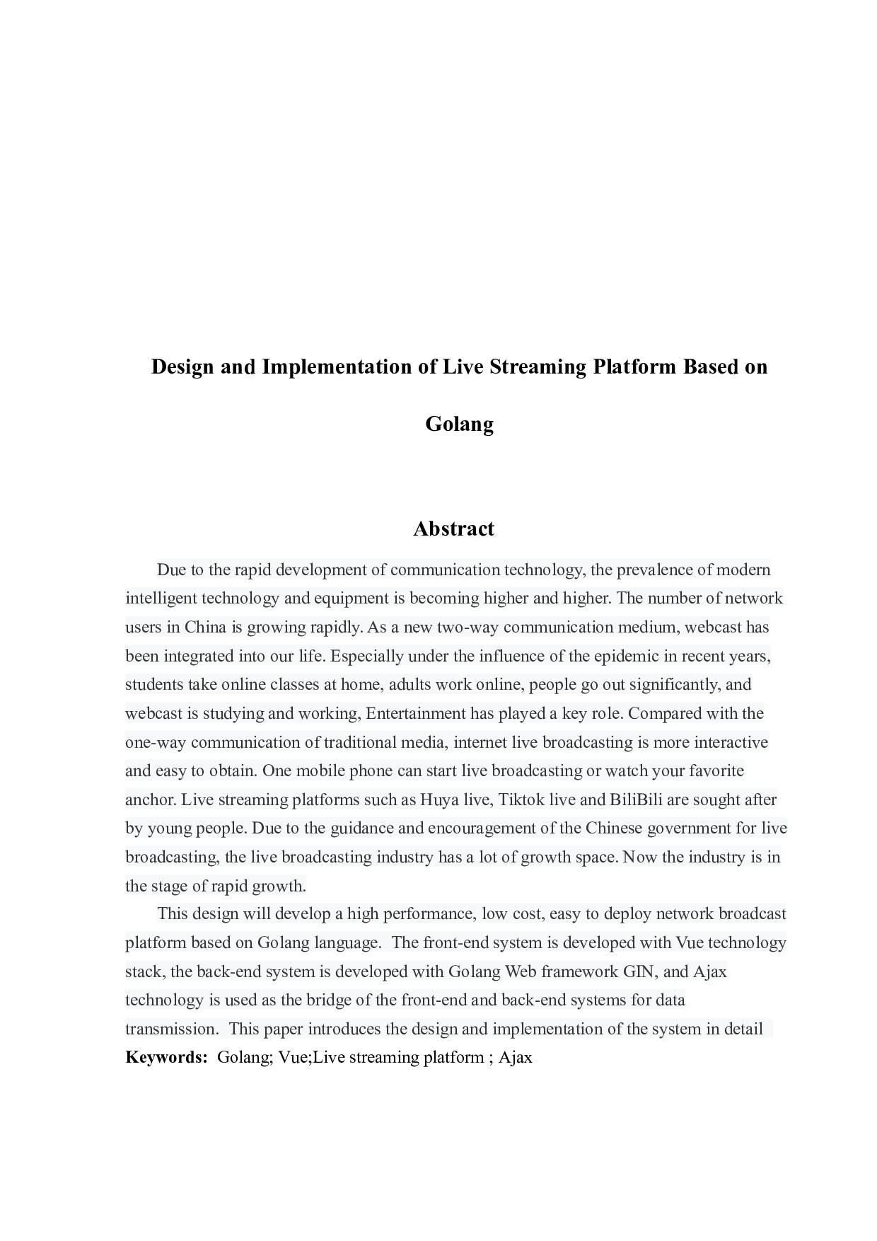 基于Golang的网络直播平台的设计与实现-11290字.docx 第2页