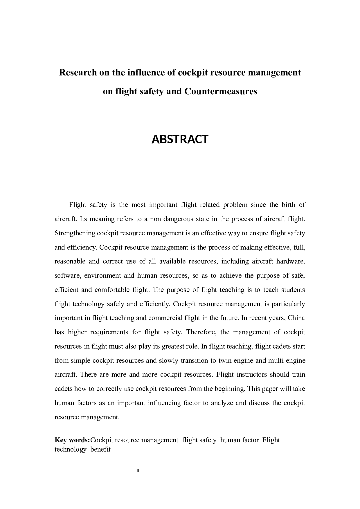 驾驶舱资源管理对飞行安全的影响及对策研究-13665字.docx 第2页