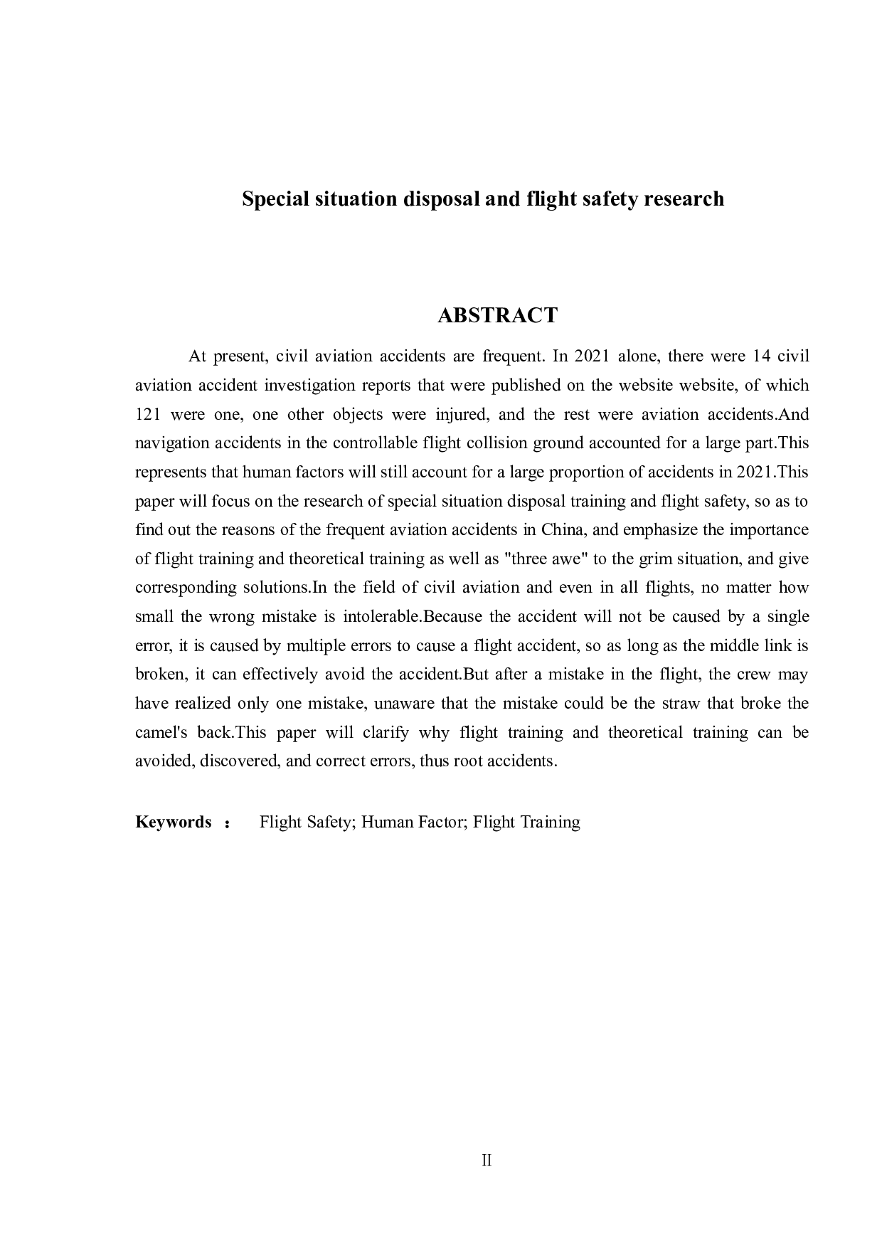 特情处置训练与飞行安全研究-15117字.doc 第2页