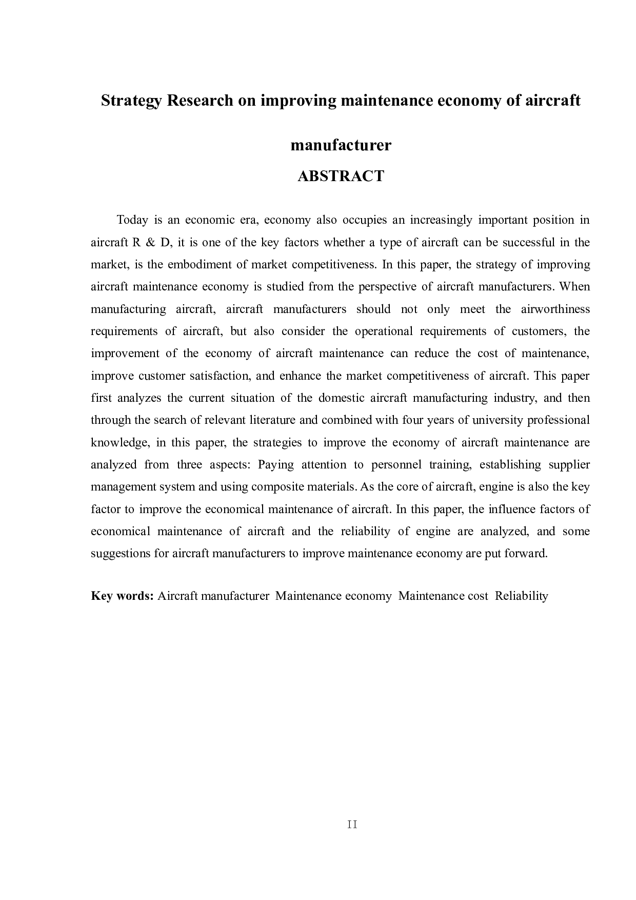 飞机制造商提高维修经济性的策略研究-8353字.doc 第2页