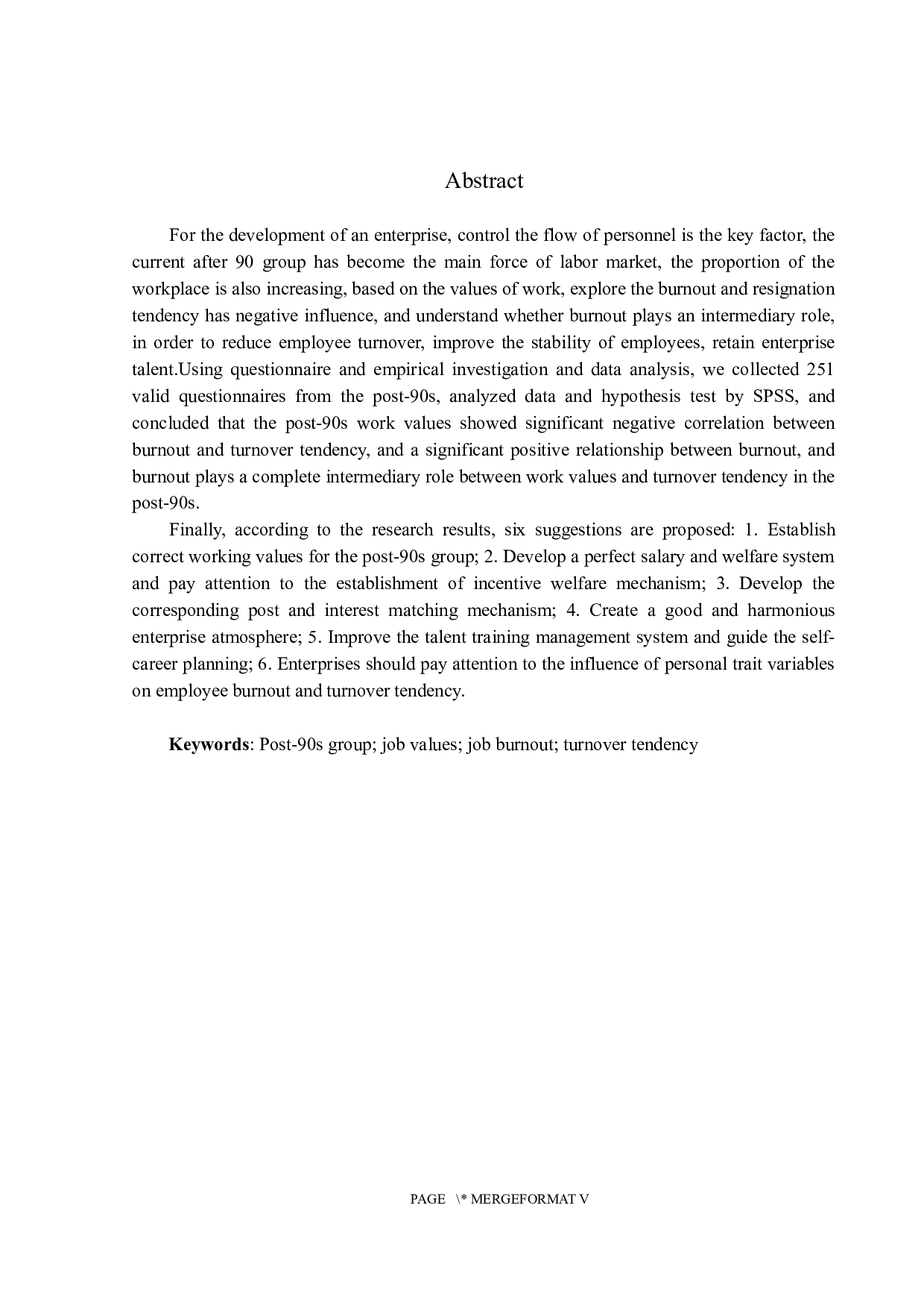 90后群体的工作价值观、职业倦怠与离职倾向的关系研究-21367字.docx 第2页
