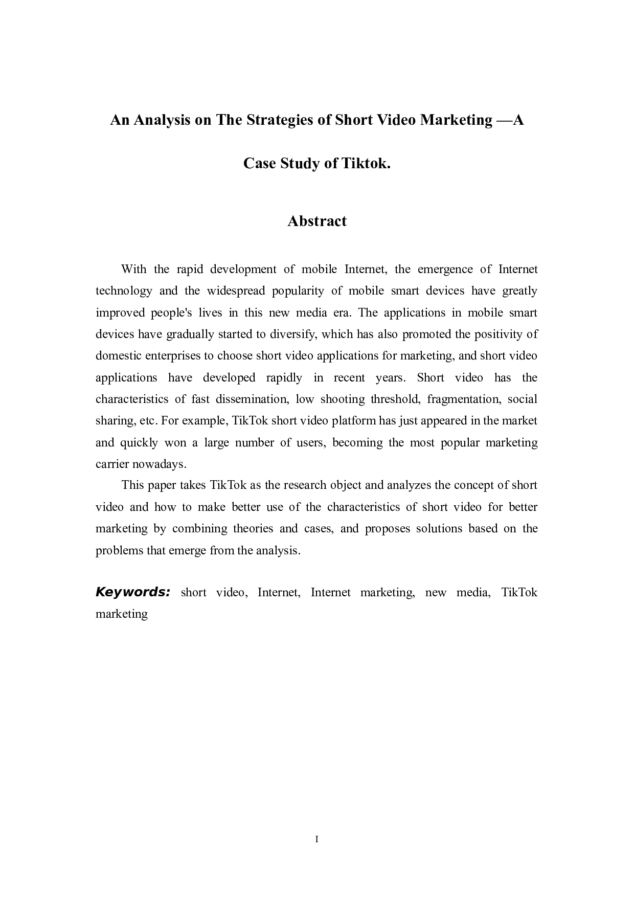 短视频营销策略分析&mdash;&mdash;以抖音为例-5654字.docx 第1页