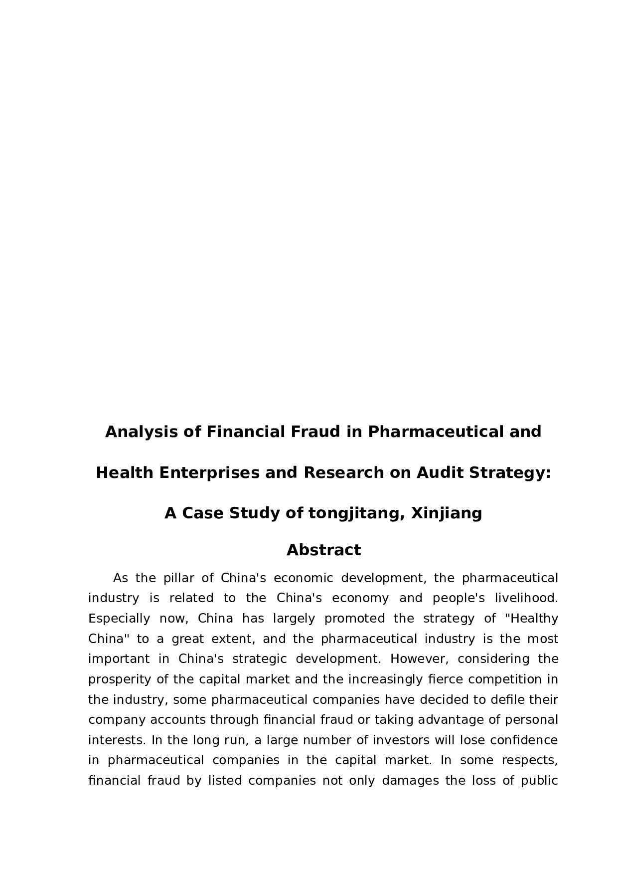 医药健康企业财务舞弊分析及审计策略研究&mdash;以新疆同济堂为例-9165字.docx 第3页