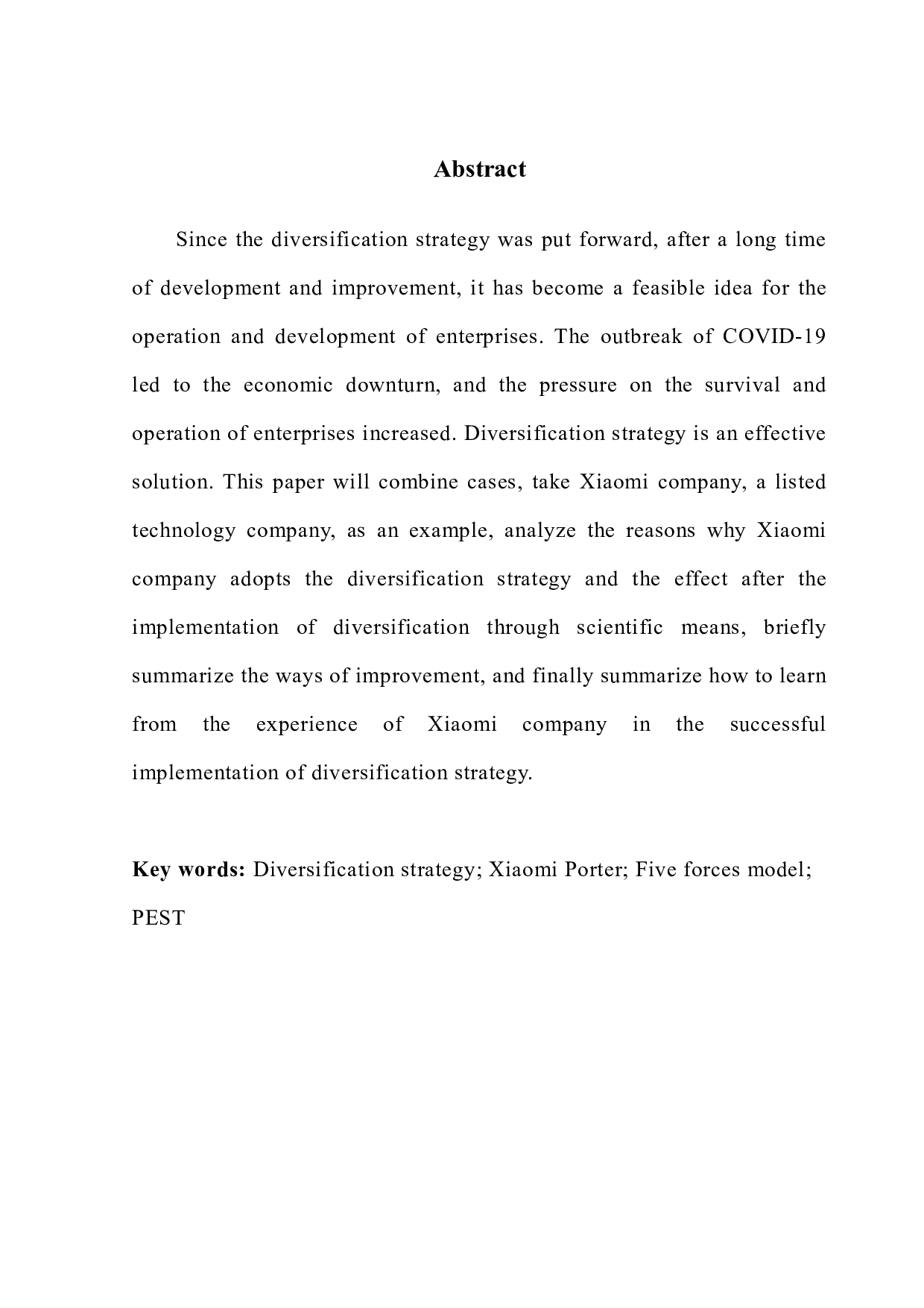 上市公司多元化战略效果研究&mdash;&mdash;以小米公司为例-13748字.docx 第2页