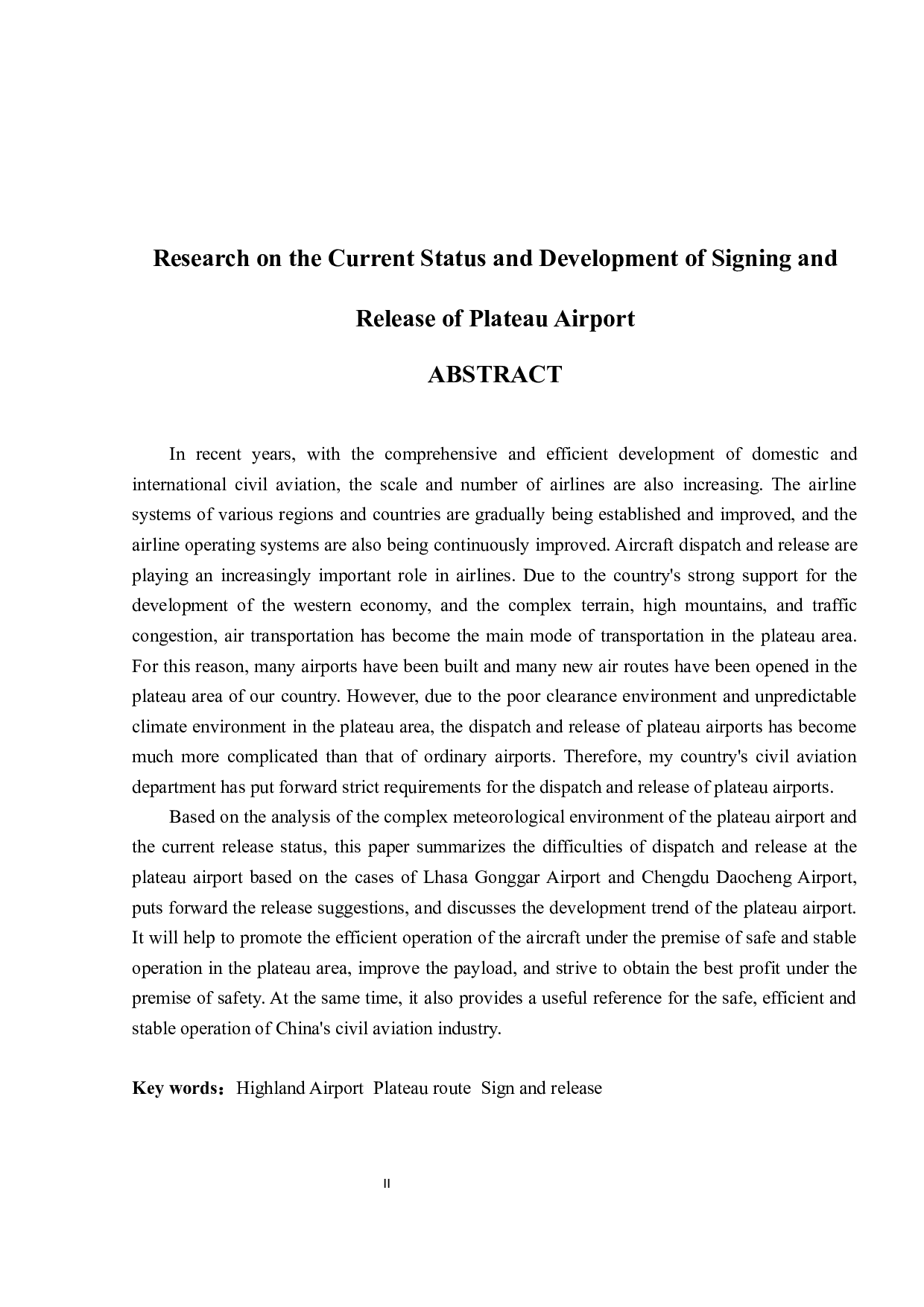 高原机场签派放行现状及发展研究-9783字.docx 第2页