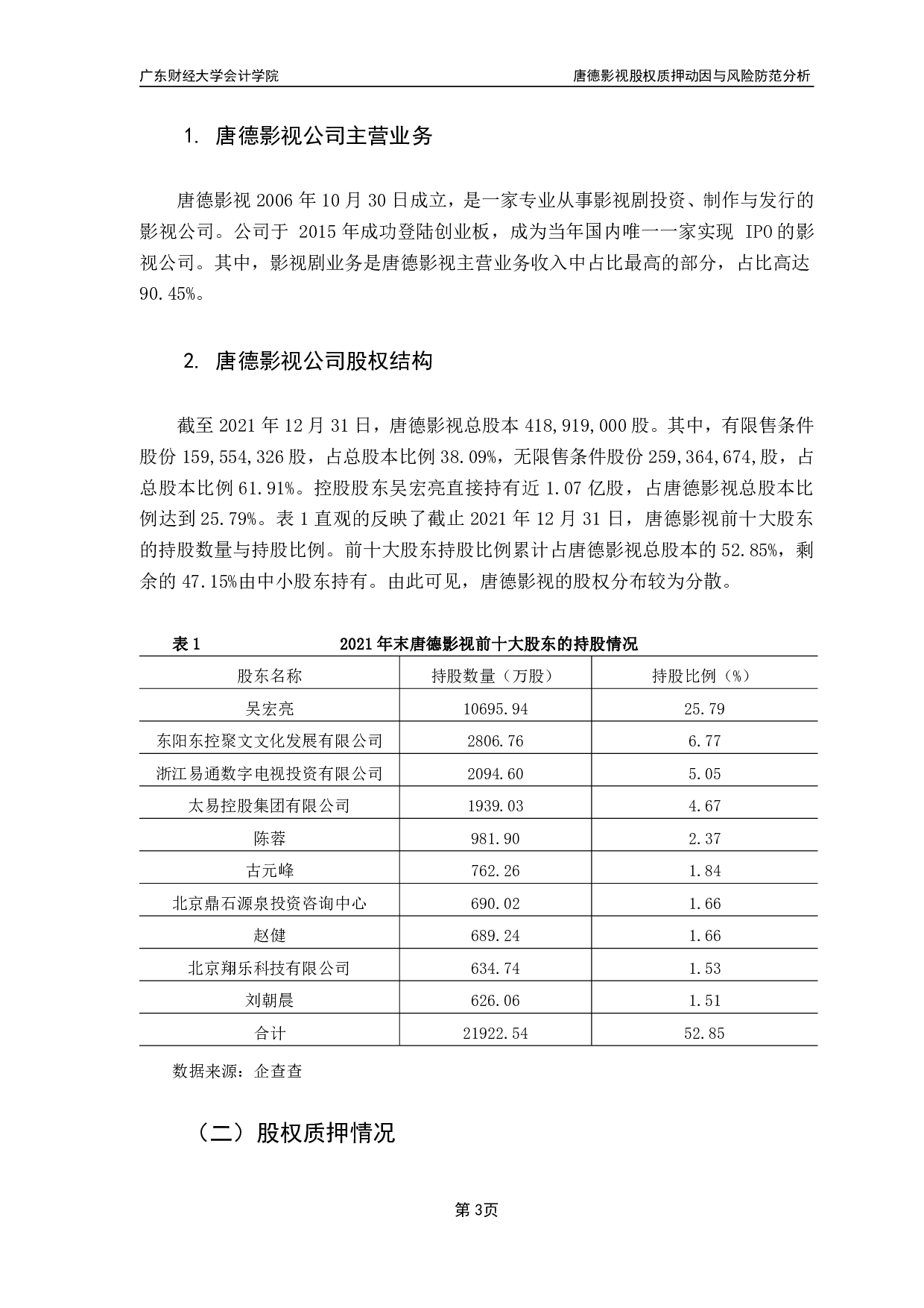 唐德影视股权质押动因与风险防范分析-8822字.pdf 第6页