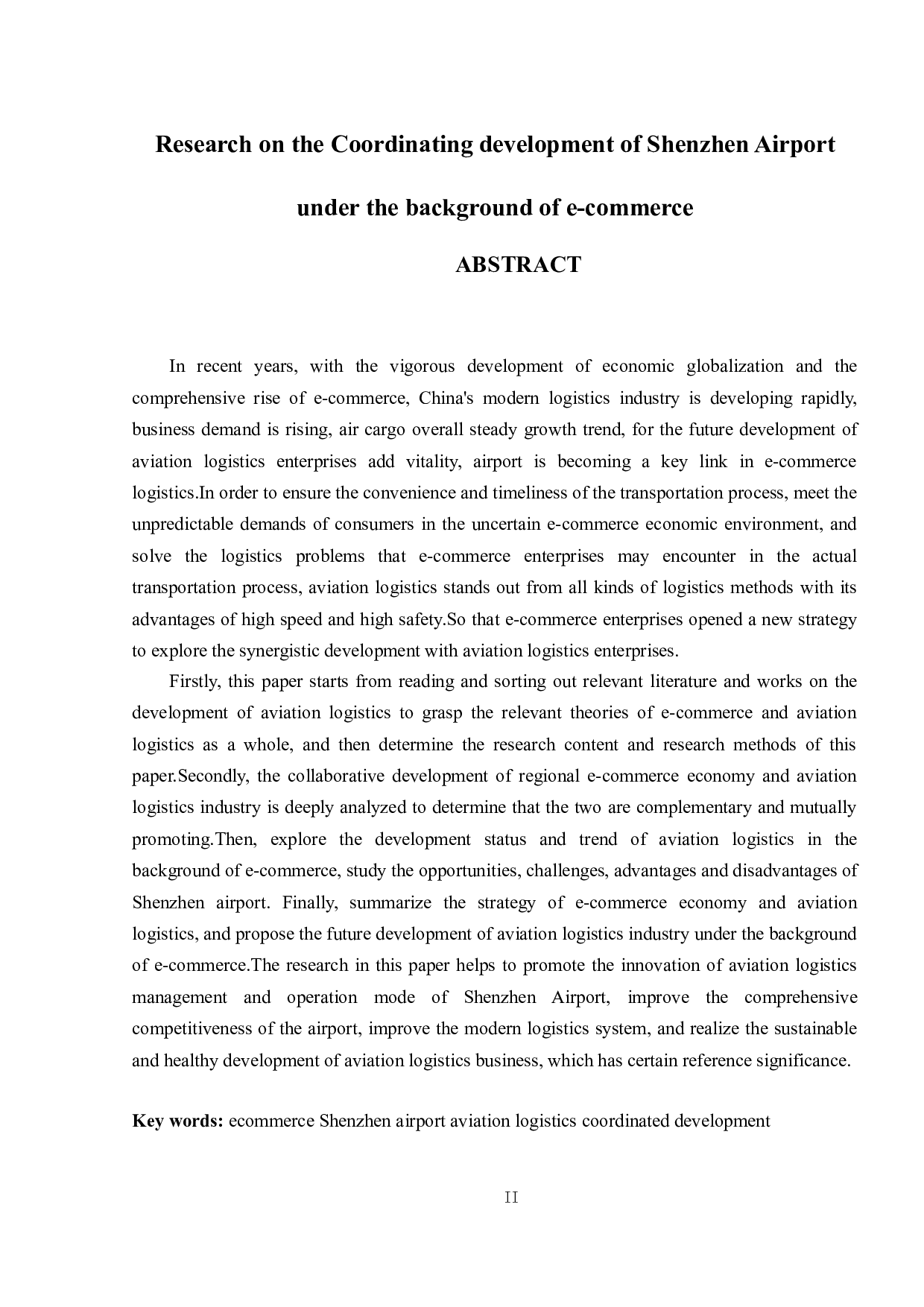 电商背景下深圳机场航空物流业协同发展研究-13989字.doc 第2页