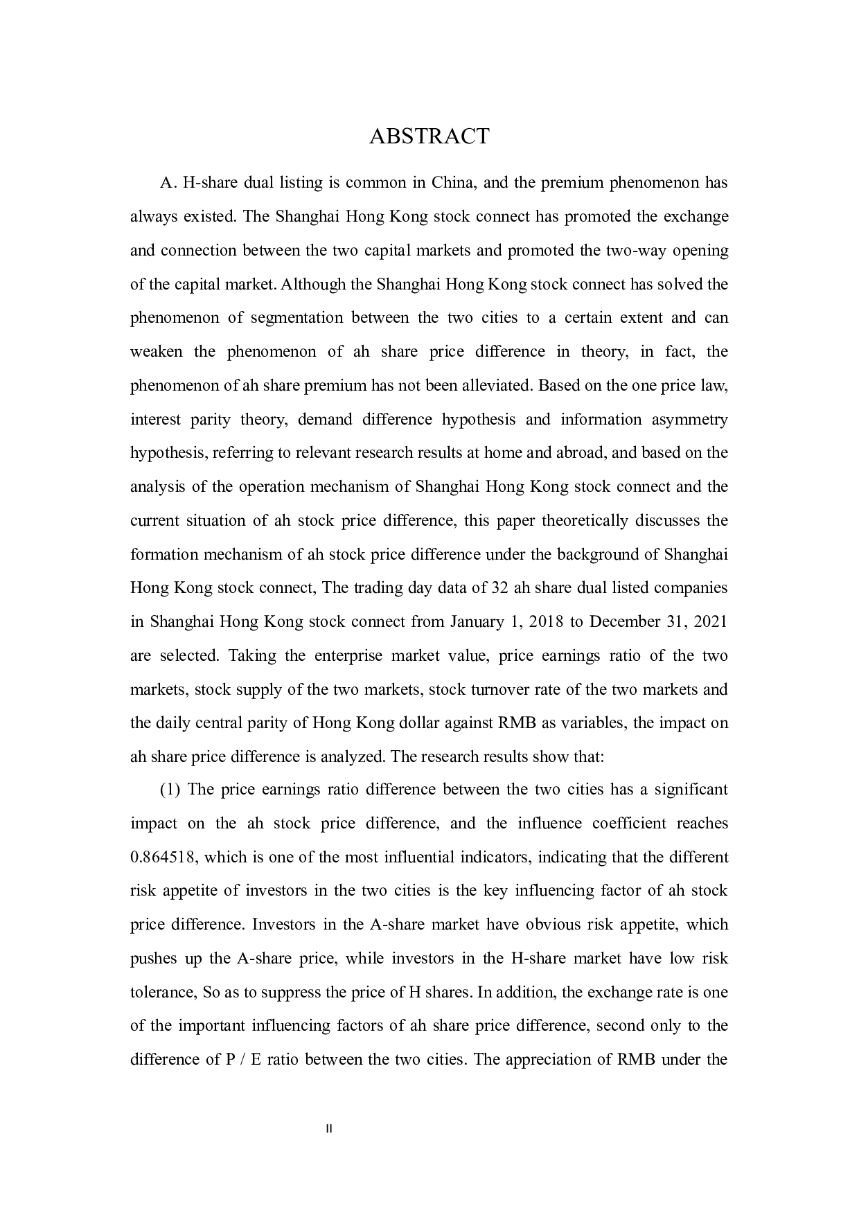 沪港通背景下A股与H股双重上市的价差影响因素研究-12586字.docx 第4页