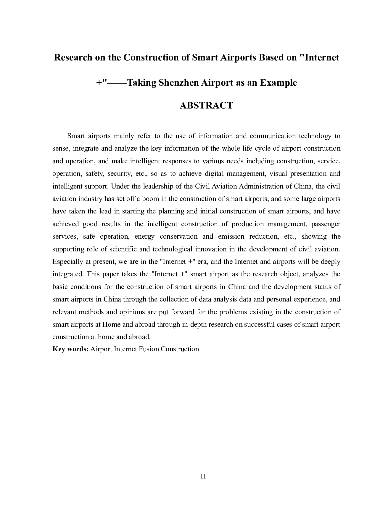 基于&ldquo;互联网+&rdquo;的智慧机场建设研究&mdash;&mdash;以深圳机场为例-11399字.doc 第2页