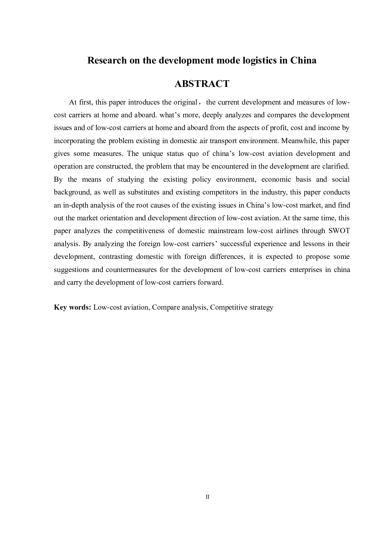 中国低成本航空市场发展问题及对策研究-10251字.doc 第2页