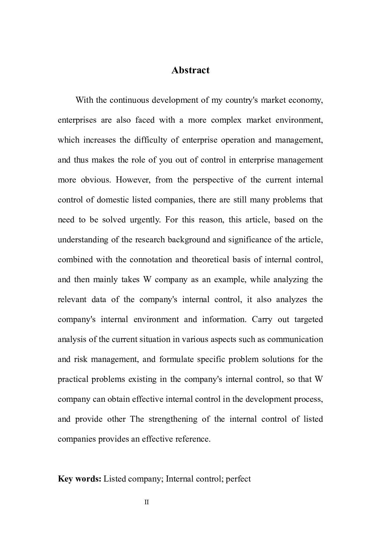 关于上市公司内部控制问题分析&mdash;&mdash;以w公司为例-9498字.docx 第4页