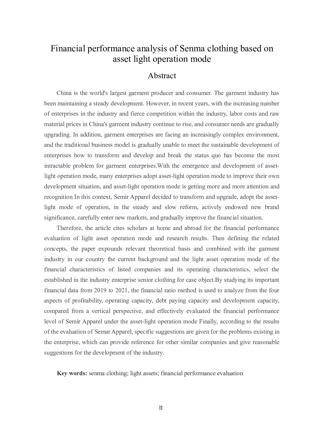 基于轻资产运营模式森马服饰财务绩效分析-16293字.docx 第2页