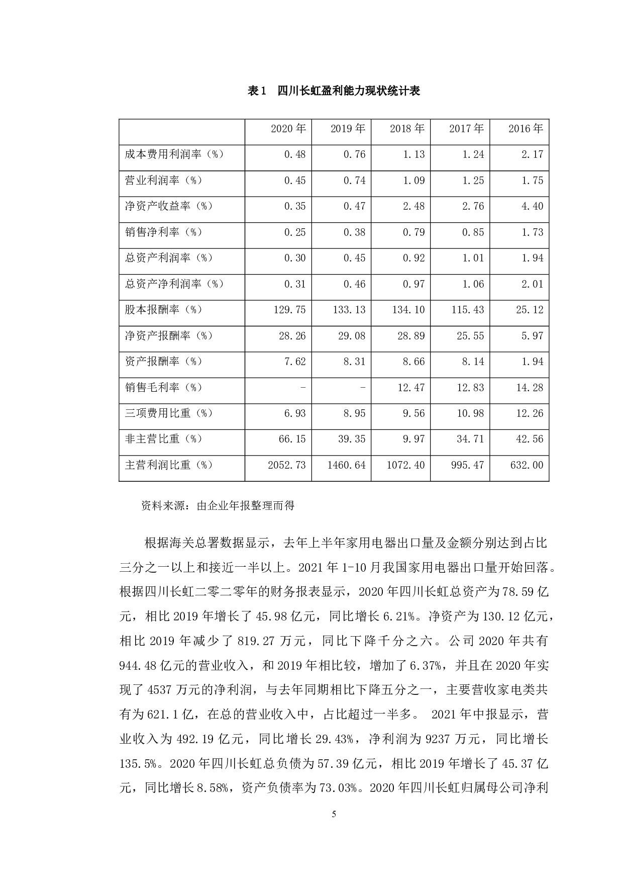 四川长虹盈利能力分析及对策研究-9865字.docx 第8页