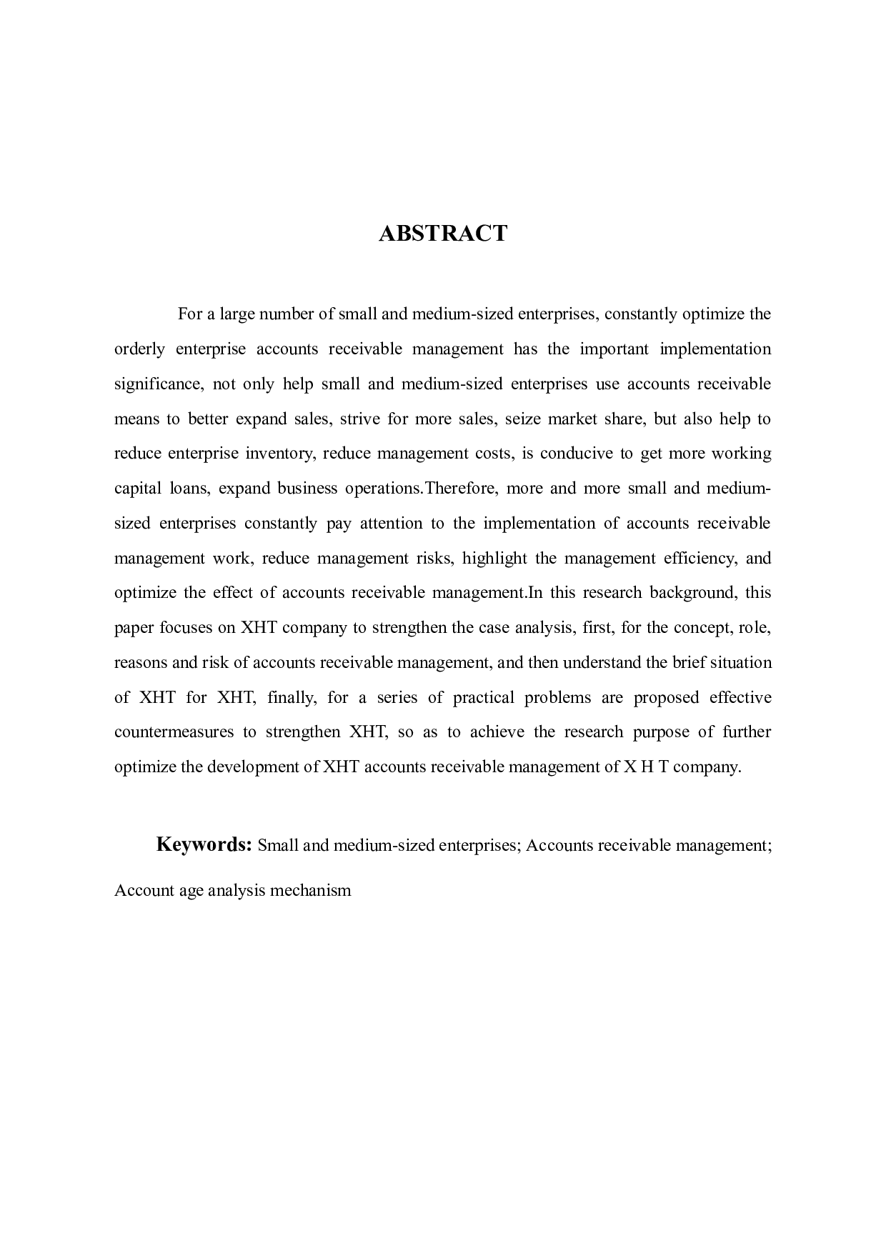 中小企业应收账款管理存在的问题和对策分析&mdash;以XHT公司为例-9543字.docx 第2页