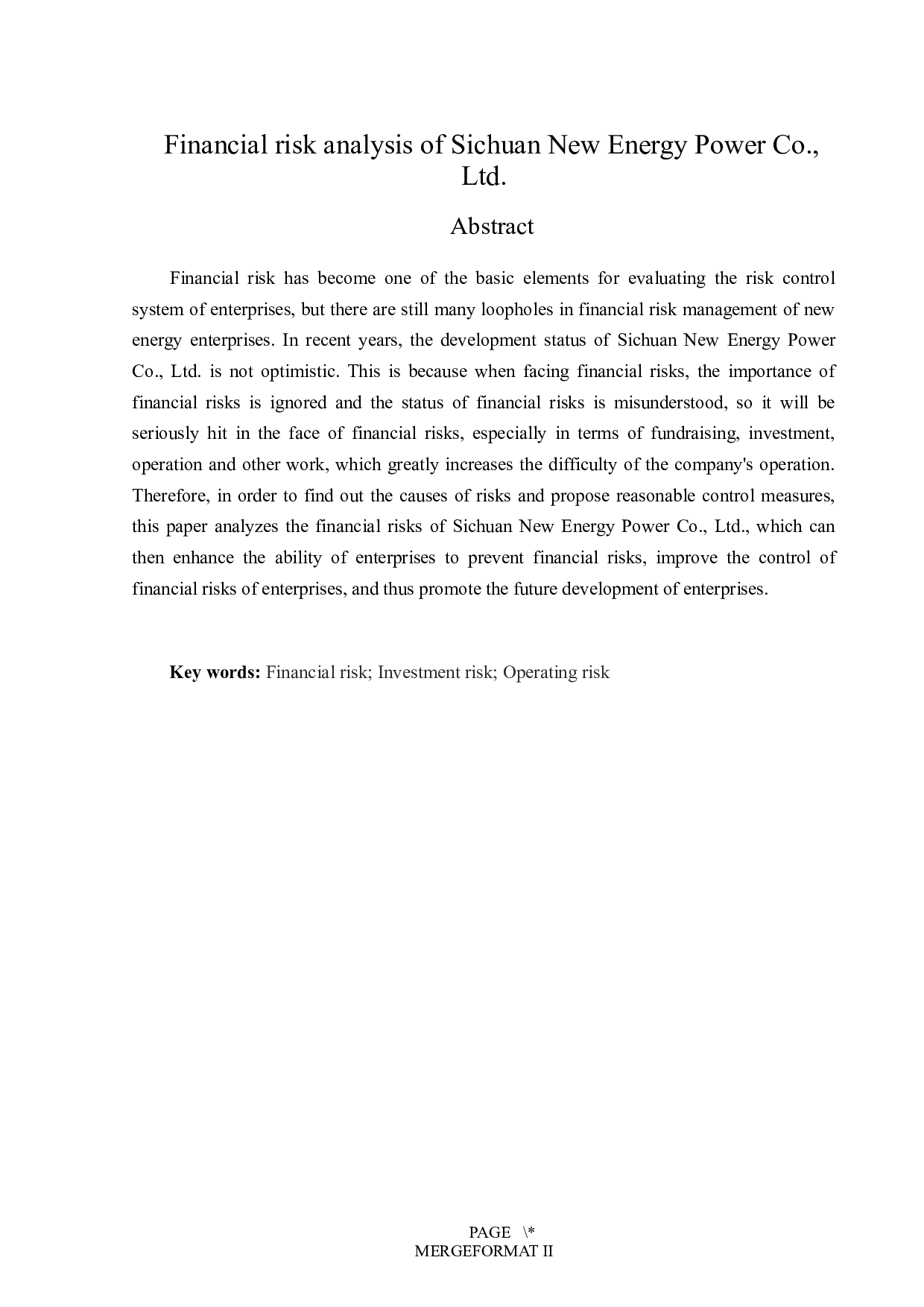 四川省新能源动力股份有限公司财务风险分析-11912字.docx 第2页