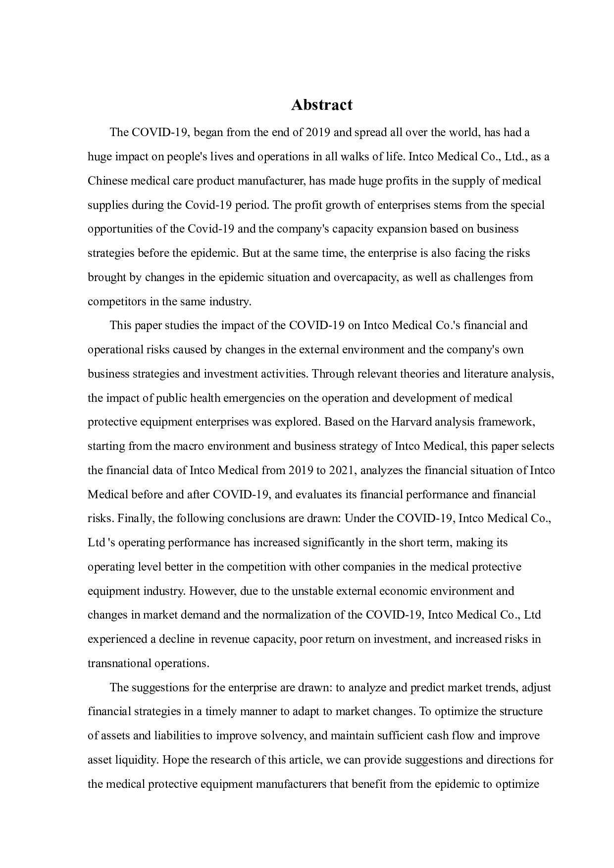 新冠疫情对英科医疗的财务绩效与风险影响研究-34914字.pdf 第2页