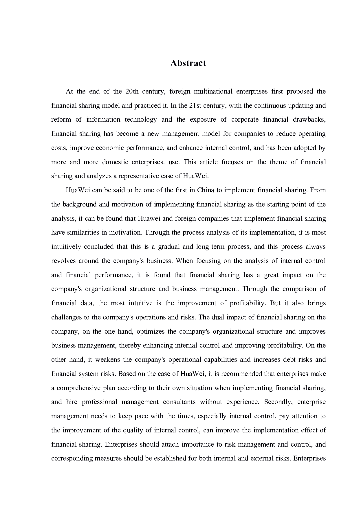 财务共享对企业内部控制和财务绩效的影响研究&mdash;以华为公司为例-22672字.pdf 第2页