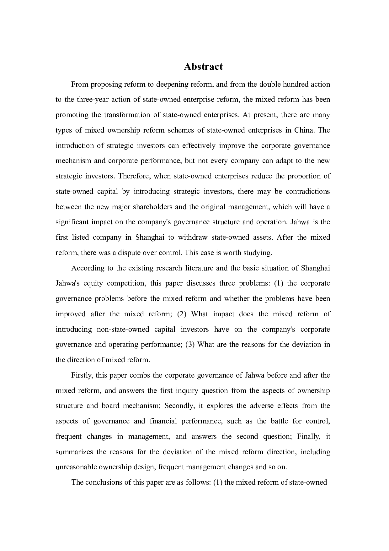 国有企业混合所有制改革的治理绩效研究&mdash;&mdash;以上海家化为例-23895字.pdf 第2页