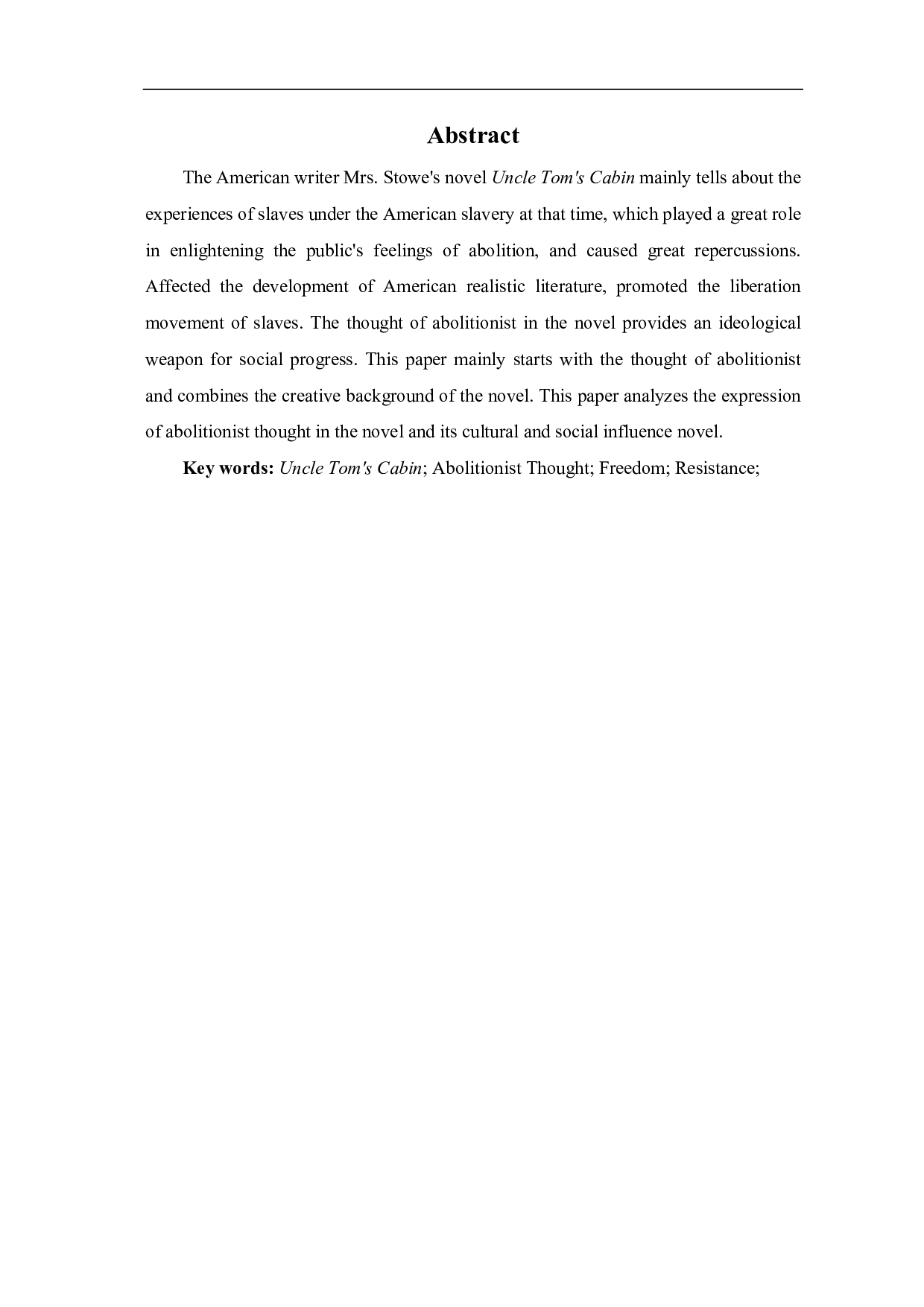 浅析《汤姆叔叔的小屋》的废奴思想-6236字.pdf 第1页