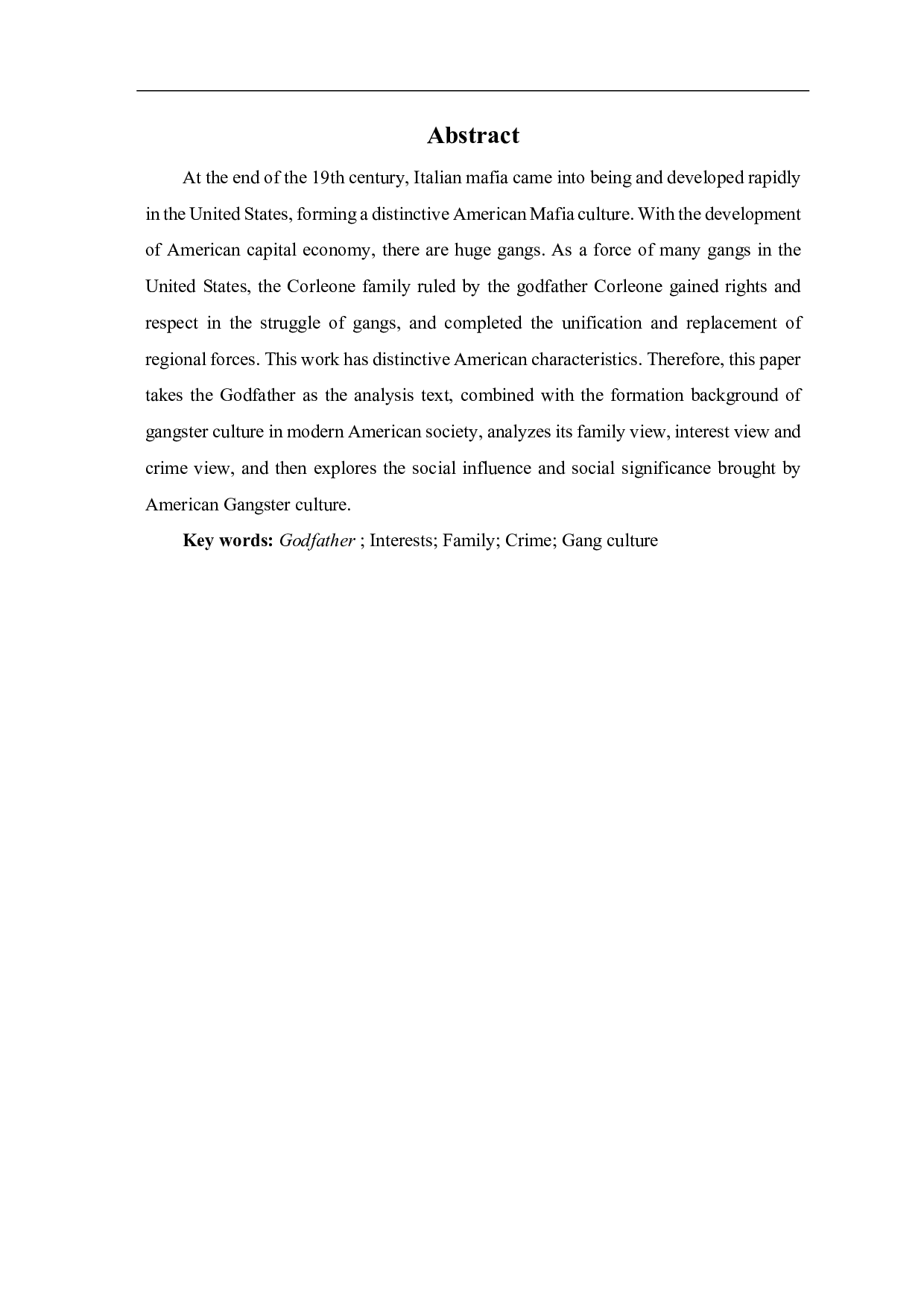 从《教父》三部曲分析美国黑帮文化-6219字.pdf 第1页