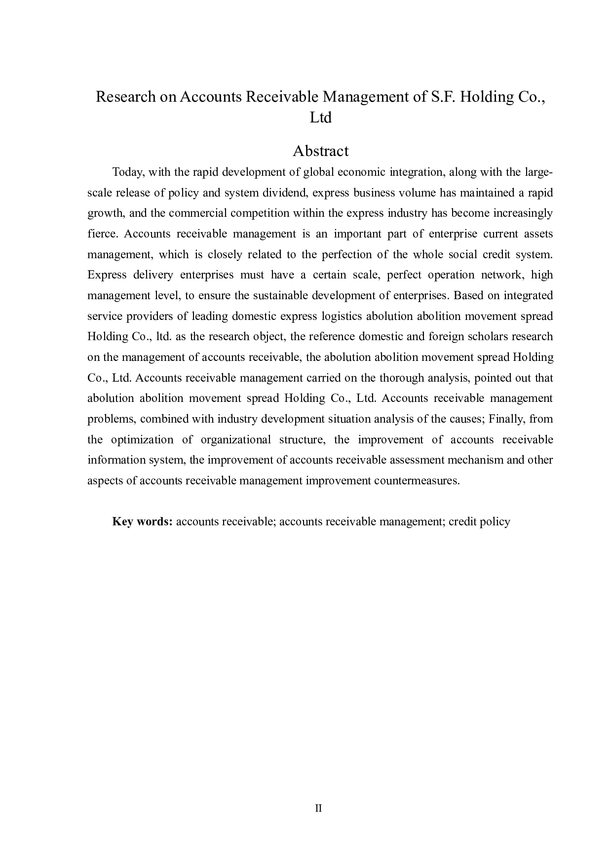 顺丰控股股份有限公司应收账款管理问题研究-13048字.docx 第2页