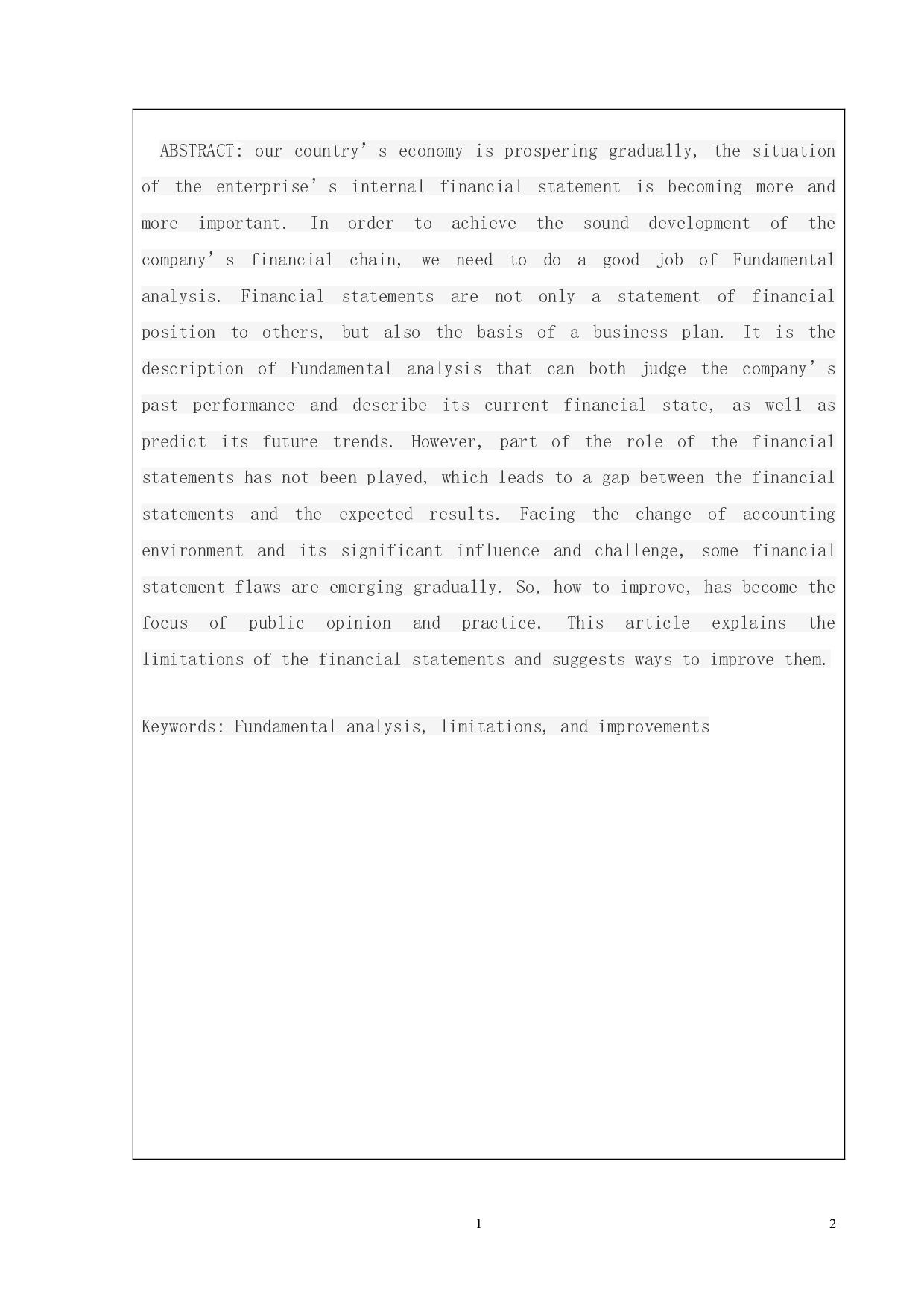 财务报表分析的局限性及其改进-8496字.doc 第2页